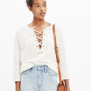 Madewell libra lace up ivory tee
